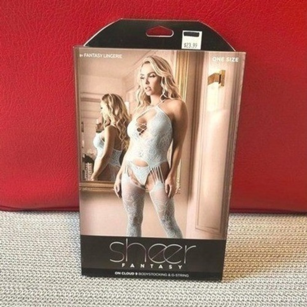 Fantasy Lingerie On Cloud 9 Blue Lace Bodystocking G-String Set‎ OS